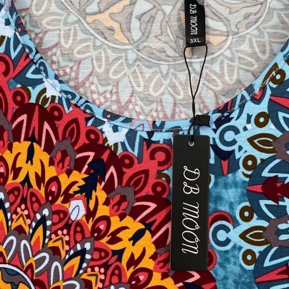 NWT DB Moon Pullover Jersey Shift Dress Boho Soft & Comfy Multi 3XL - Picture 8 of 15